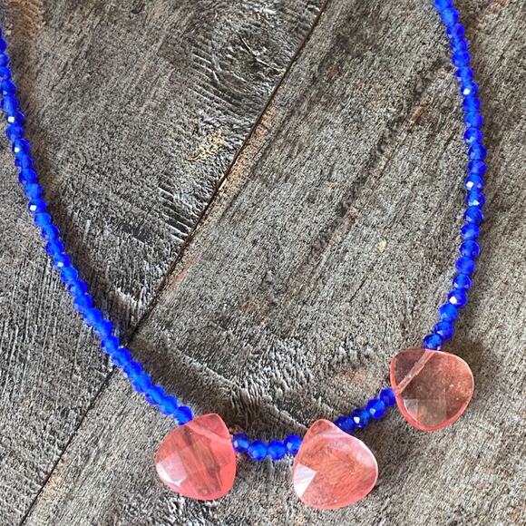 NEW Blue and Pink Crystal Layering Necklace - Picture 13 of 16